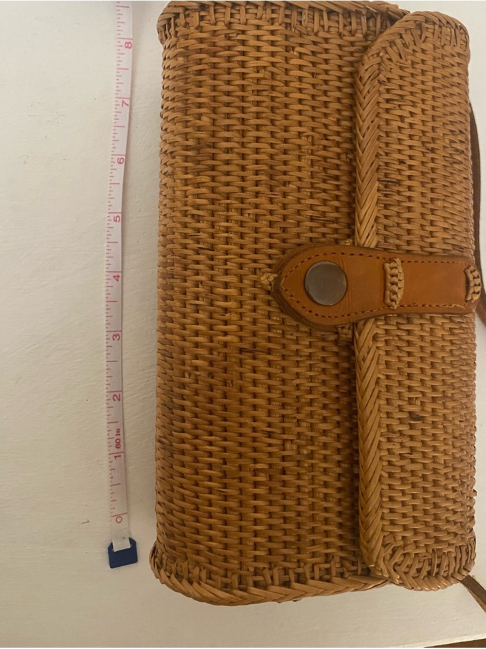 Street Level handmade Woven rattan structured Crossbody Bag in Tan - Picture 11 of 14